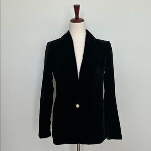 J. Crew Velvet one-button blazer Black Size 2 EUC